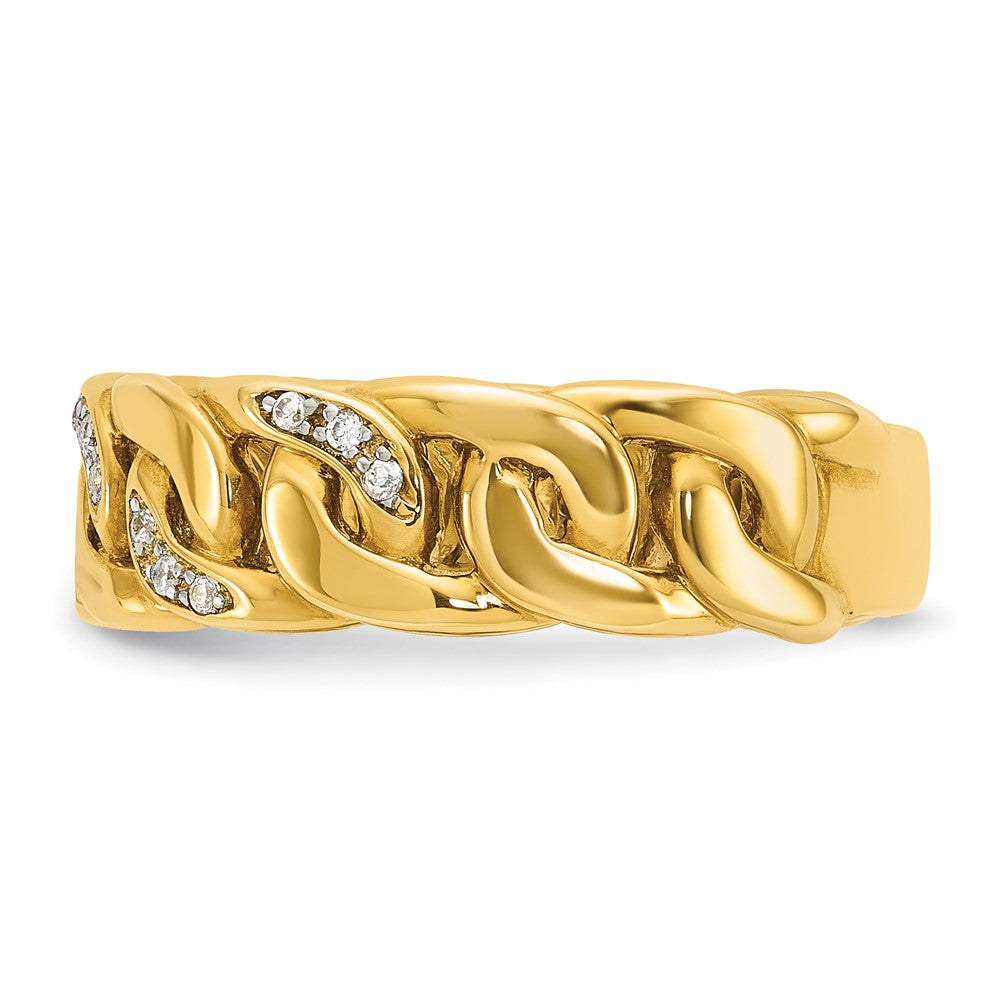 14k Mens Link Design 1/8 carat Diamond Complete Ring