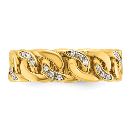 14k Mens Link Design 1/8 carat Diamond Complete Ring