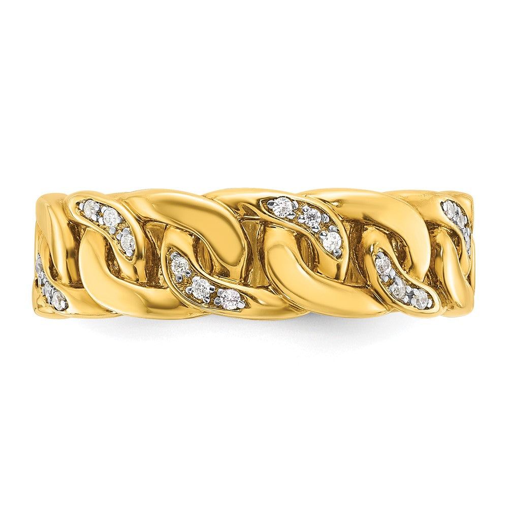 14k Mens Link Design 1/8 carat Diamond Complete Ring