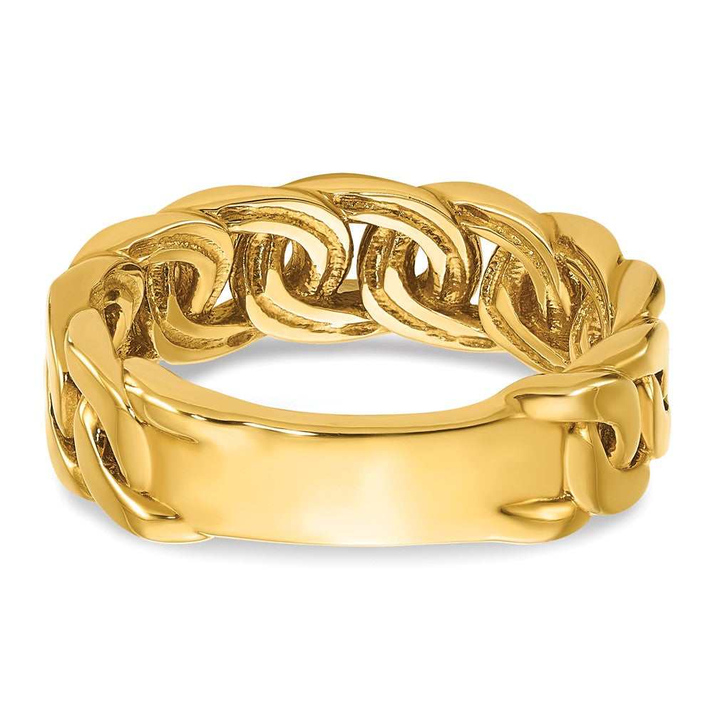 14k Mens Link Design 1/8 carat Diamond Complete Ring