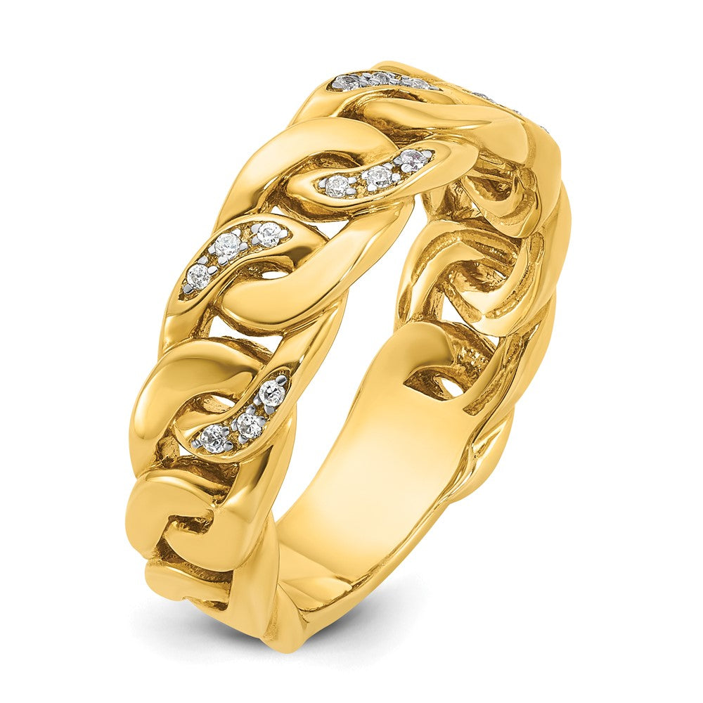 14k Mens Link Design 1/8 carat Diamond Complete Ring
