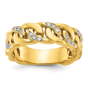 14k Mens Link Design 1/8 carat Diamond Complete Ring