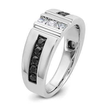 IBGoodman 14k White Gold Men's Polished and Grooved Ring Mounting