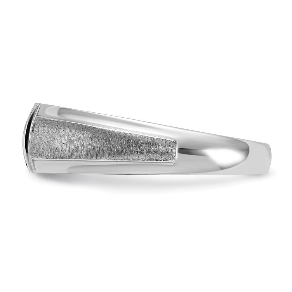 14k White Gold Men's Polished and Satin 3-Stone 1/20 Carat Lab Grown Diamond Ring