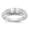 14k White Gold Men's Polished and Satin 3-Stone 1/20 Carat Lab Grown Diamond Ring