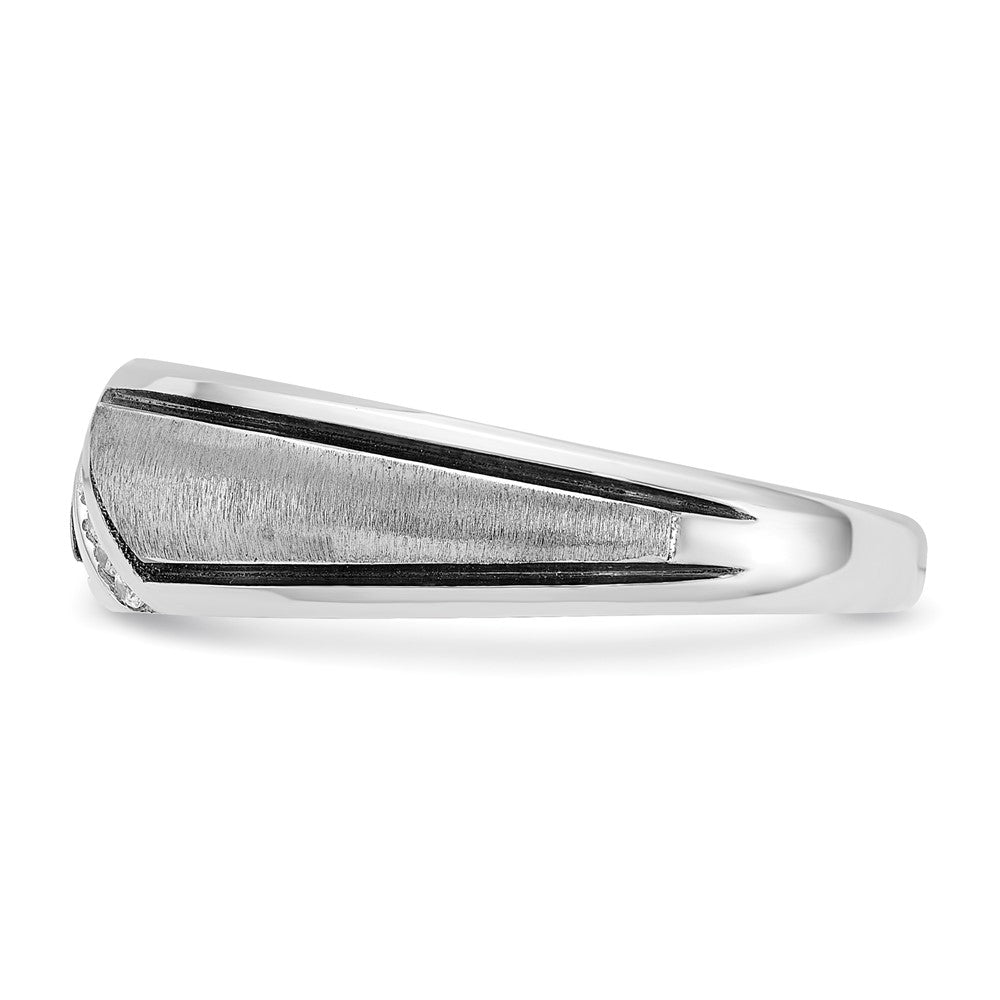 14k White Gold with Black Rhodium 1/15 carat Lab Grown Diamond VS/SI+ G+ Complete Polished and Satin Men's Ring