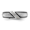 14k White Gold with Black Rhodium 1/15 carat Lab Grown Diamond VS/SI+ G+ Complete Polished and Satin Men's Ring