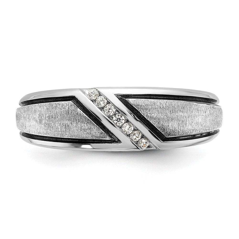 14k White Gold with Black Rhodium 1/15 carat Lab Grown Diamond VS/SI+ G+ Complete Polished and Satin Men's Ring