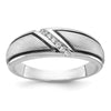 14k White Gold with Black Rhodium 1/15 carat Lab Grown Diamond VS/SI+ G+ Complete Polished and Satin Men's Ring