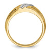 14k with White Rhodium Mens Polished and Satin 7-Stone 1/20 Carat AA Diamond Ring