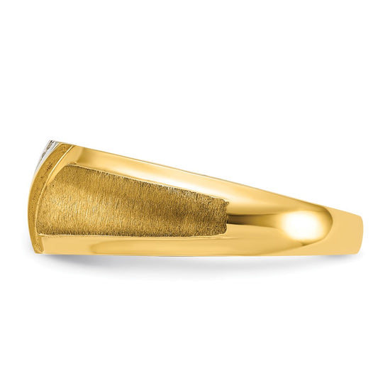 14k with White Rhodium Mens Polished and Satin 7-Stone 1/20 Carat AA Diamond Ring