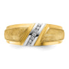 14k with White Rhodium Mens Polished and Satin 7-Stone 1/20 Carat AA Diamond Ring