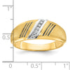 14k with Black and White Rhodium Men's Polished and Satin 1/20 Carat AA Quality Diamond Ring
