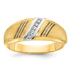 14k with Black and White Rhodium Men's Polished and Satin 1/20 Carat AA Quality Diamond Ring