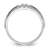 14k White Gold with Black Rhodium 1/20 carat Lab Grown Diamond VS/SI+ G+ Complete Polished Satin and Grooved Five Stone Men's Ring