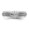 14k White Gold with Black Rhodium 1/20 carat Lab Grown Diamond VS/SI+ G+ Complete Polished Satin and Grooved Five Stone Men's Ring