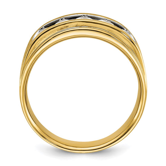 14k Men's Polished and Brushed 5-Stone 1 Carat AA Quality Diamond Ring