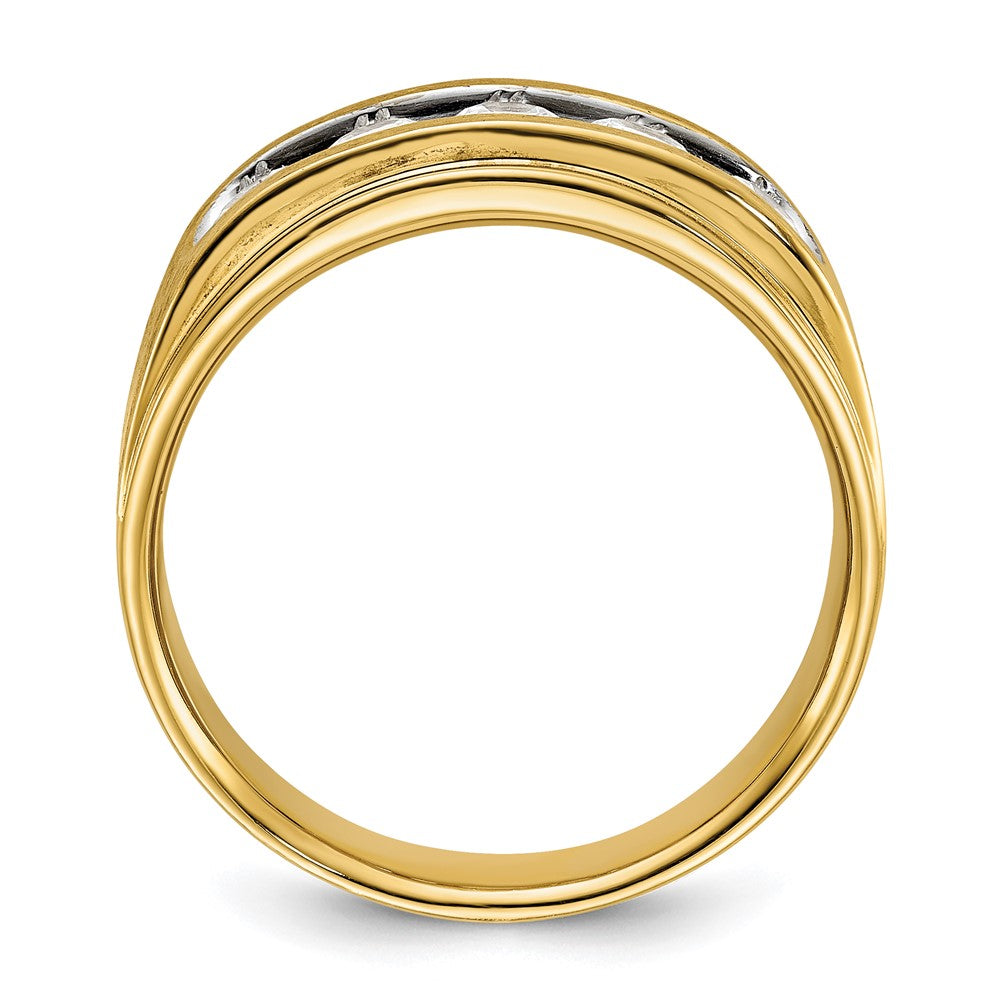 14k Men's Polished and Brushed 5-Stone 1 Carat AA Quality Diamond Ring