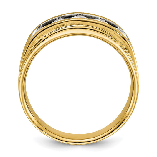 14k Men's Polished and Brushed 5-Stone 1 Carat AA Quality Diamond Ring