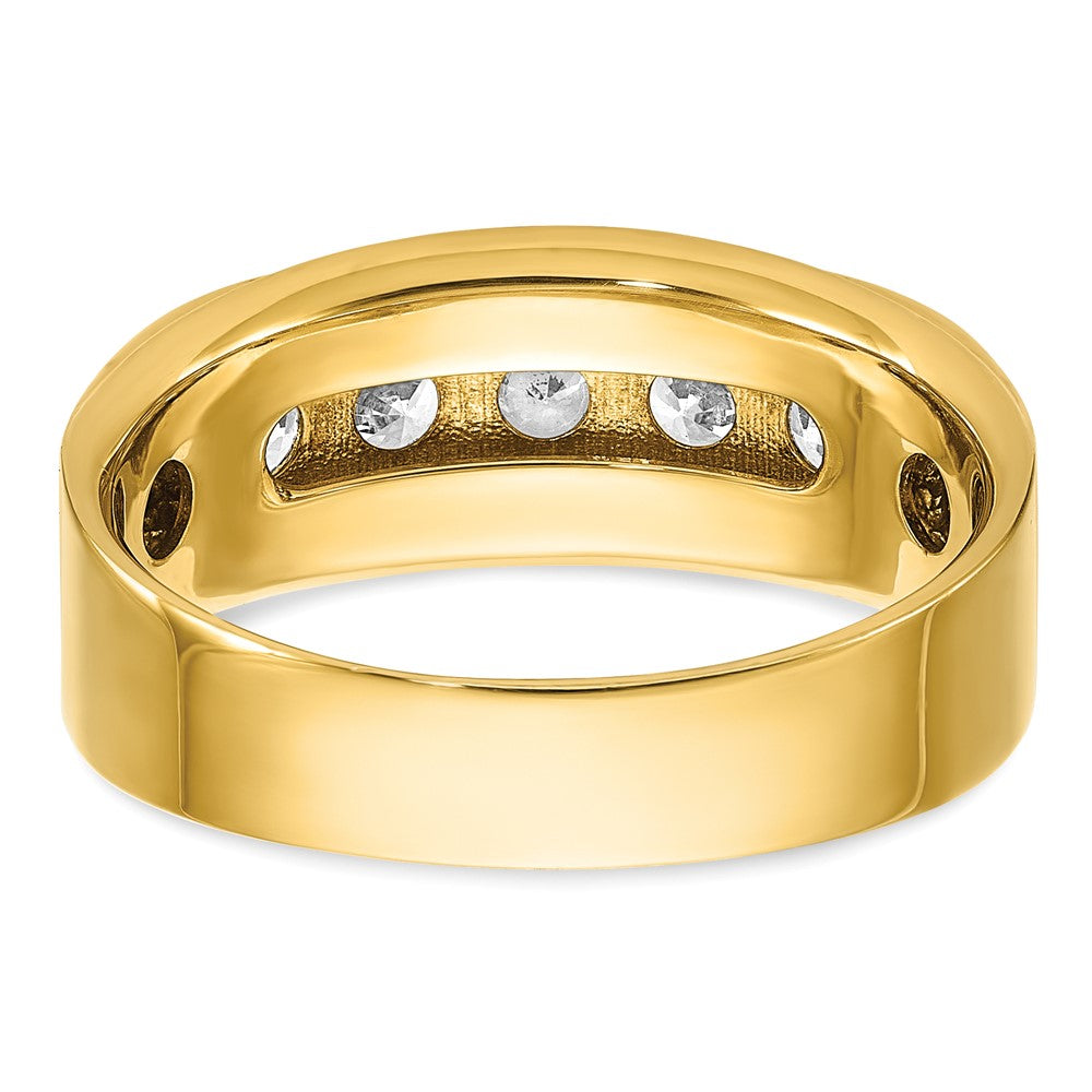 14k with White Rhodium 1 carat Lab Grown Diamond VS/SI+ G+ Five Stone Complete Polished and Brushed Men's Ring