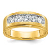 14k with White Rhodium 1 carat Lab Grown Diamond VS/SI+ G+ Five Stone Complete Polished and Brushed Men's Ring