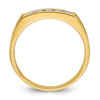 14k Men's Polished Satin and Grooved 2-Row 5/8 Carat AA Quality Diamond Ring