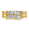 14k Men's Polished Satin and Grooved 2-Row 5/8 Carat AA Quality Diamond Ring