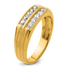 14k Men's Polished Satin and Grooved 2-Row 5/8 Carat AA Quality Diamond Ring