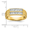14k Men's Polished Satin and Grooved 2-Row 5/8 Carat AA Quality Diamond Ring