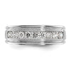 IBGoodman 14k White Gold 1/2 carat Lab Grown Diamond VS/SI+ G+ Nine Stone Complete Polished Brushed and Grooved Men's Ring
