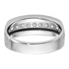 IBGoodman 14k White Gold 1/2 carat Lab Grown Diamond VS/SI+ G+ Nine Stone Complete Polished Brushed and Grooved Men's Ring