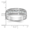 IBGoodman 14k White Gold Men's Polished Brushed and Grooved 9-Stone 1/2 Carat AA Quality Diamond Ring