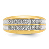 10k with White Rhodium Men's Polished Two-Row 3/4 Carat A Quality Diamond Ring