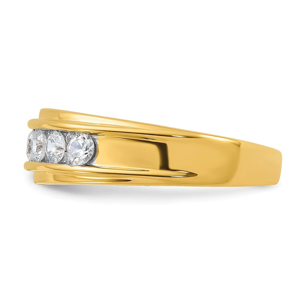 14k 1 carat Lab Grown Diamond VS/SI+ G+ Seven Stone Complete Polished Men's Ring
