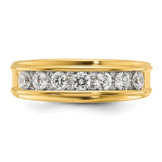 14k 1 carat Lab Grown Diamond VS/SI+ G+ Seven Stone Complete Polished Men's Ring