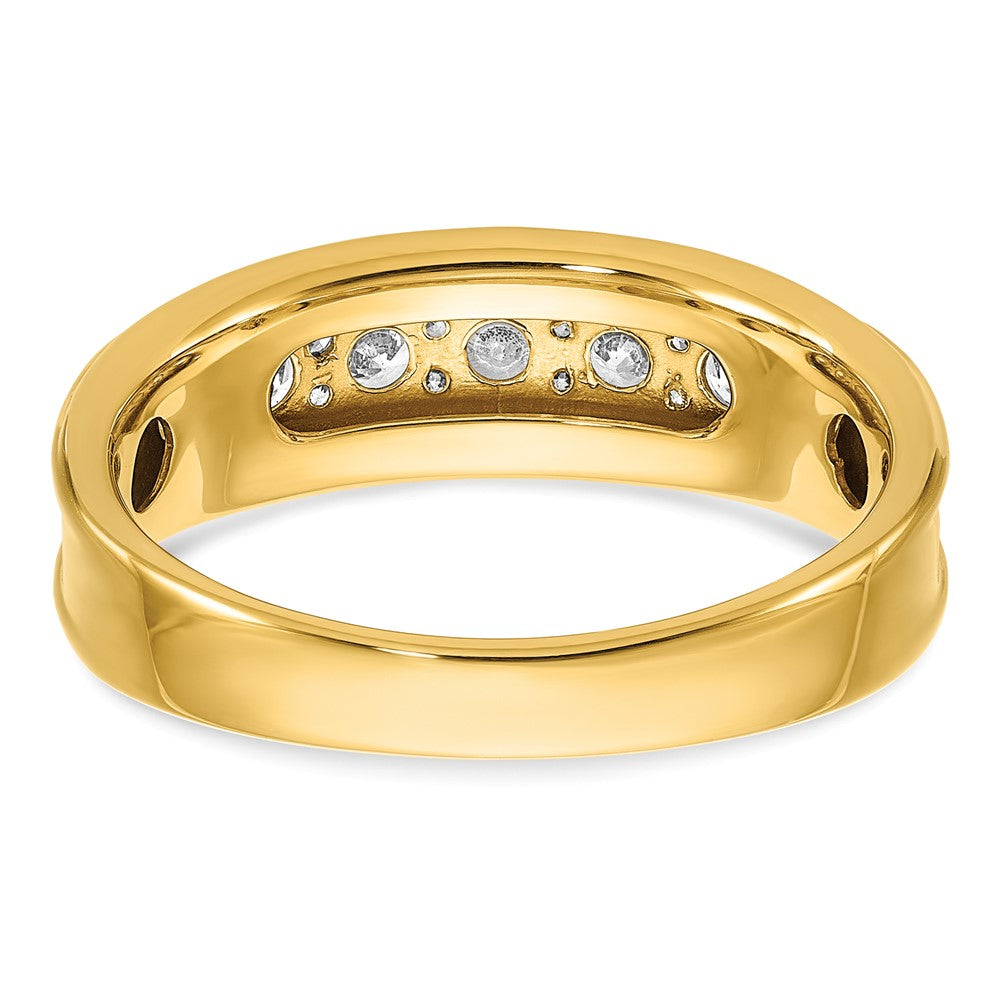 14k 1 carat Lab Grown Diamond VS/SI+ G+ Seven Stone Complete Polished Men's Ring