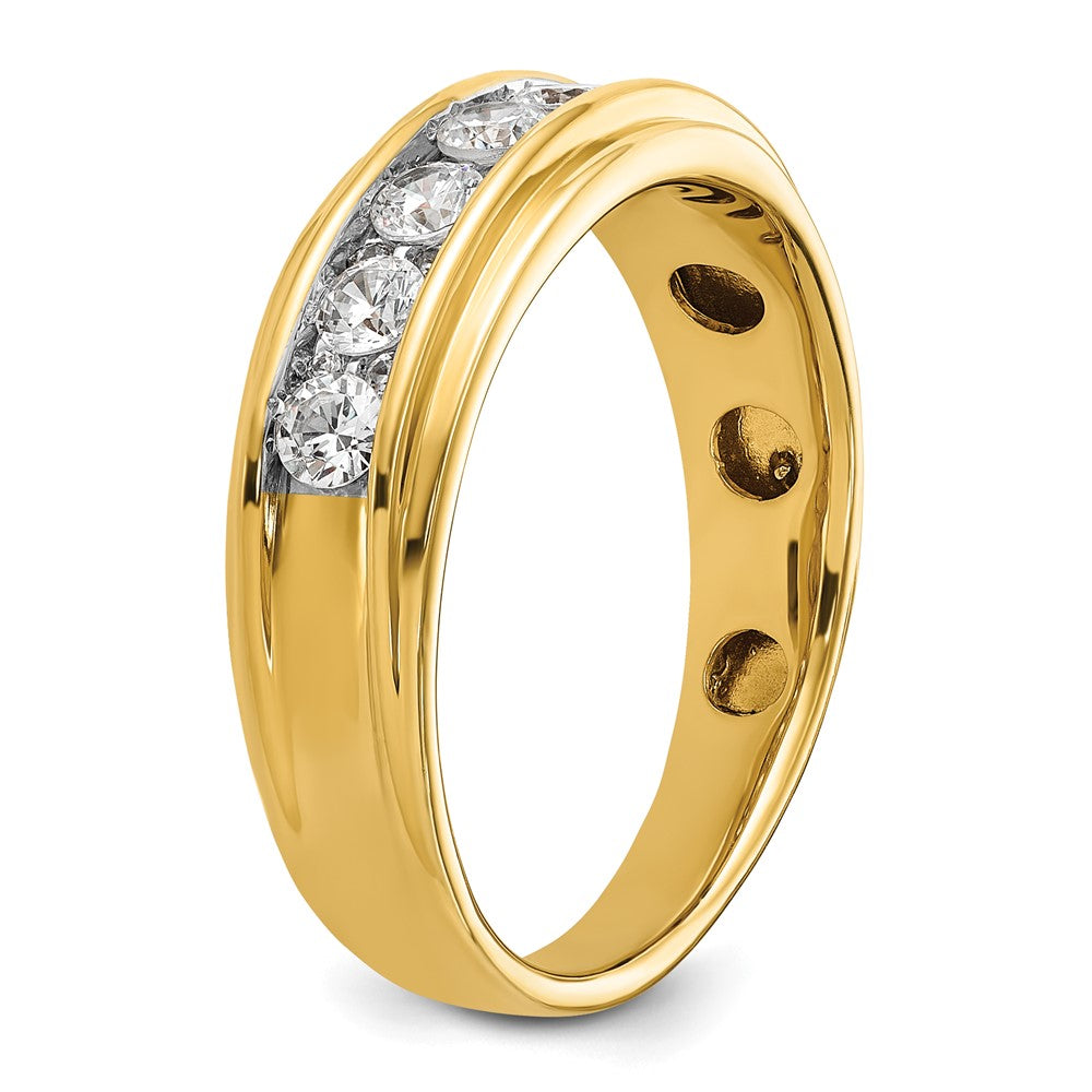 14k 1 carat Lab Grown Diamond VS/SI+ G+ Seven Stone Complete Polished Men's Ring
