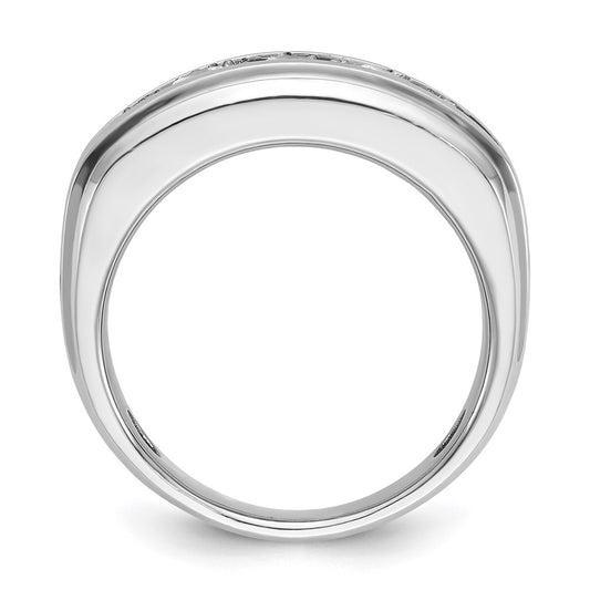 14k White Gold Men's Polished and Grooved 1 3/4 Carat AA Quality Diamond Ring