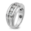 14k White Gold IBGoodman Men's Polished and Grooved Ring Mounting
