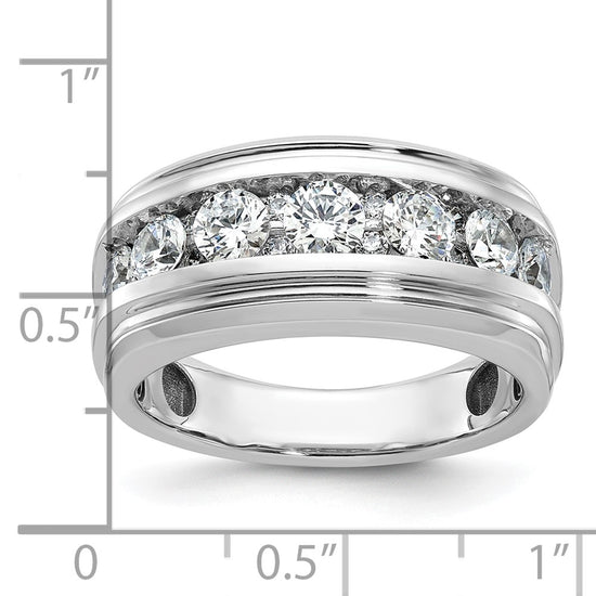14k White Gold IBGoodman Men's Polished and Grooved Ring Mounting