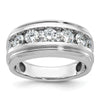 14k White Gold Men's Polished and Grooved 1 3/4 Carat AA Quality Diamond Ring