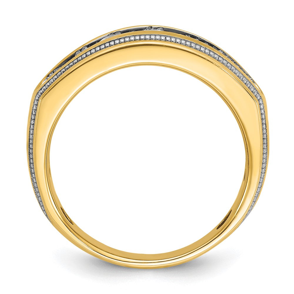 14k with White Rhodium Men's Polished and Milgrain 1 Carat AA Quality Diamond Ring