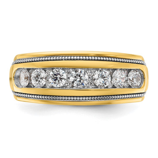 14k with White Rhodium Men's Polished and Milgrain 1 Carat AA Quality Diamond Ring