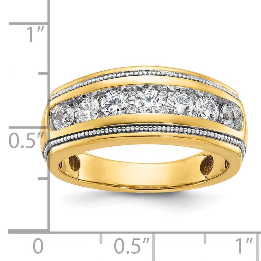 14k with White Rhodium Men's Polished and Milgrain 1 Carat AA Quality Diamond Ring