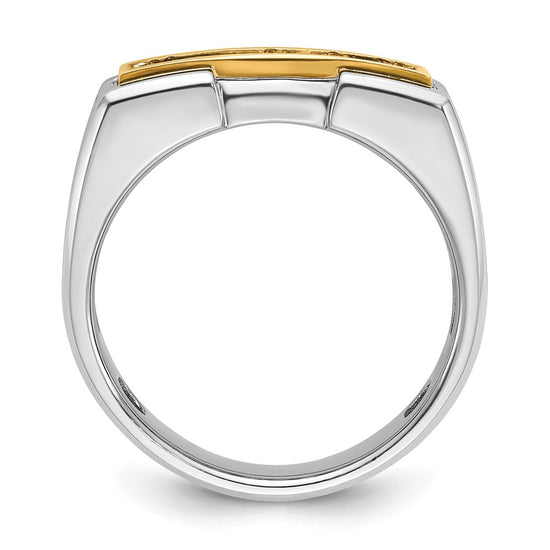 IBGoodman 14k Two-tone Men's Polished and Grooved 5-Stone Ring Mounting