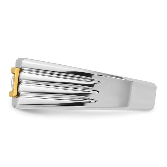 IBGoodman 14k Two-tone Men's Polished and Grooved 5-Stone Ring Mounting