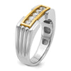 14k Two-tone Men's Polished and Grooved 5-Stone 1/2 Carat AA Quality Diamond Ring
