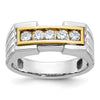 14k Two-tone Men's Polished and Grooved 5-Stone 1/2 Carat AA Quality Diamond Ring