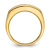 14k with White Rhodium Men's Polished and Grooved 2-Row 2 Carat AA Quality Diamond Ring