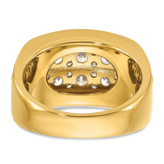 14k with White Rhodium Men's Polished and Grooved 2-Row 2 Carat AA Quality Diamond Ring